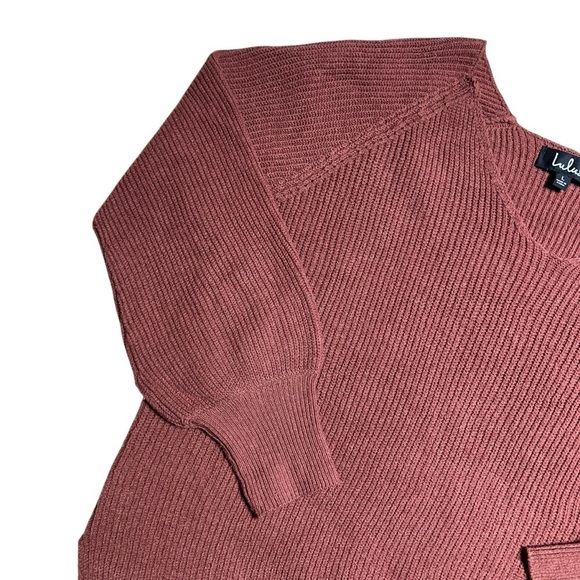 Lulu’s Rust Brown Ribbed Knit V Neck Pullover Sweater Women’s US Large - Picture 2 of 8